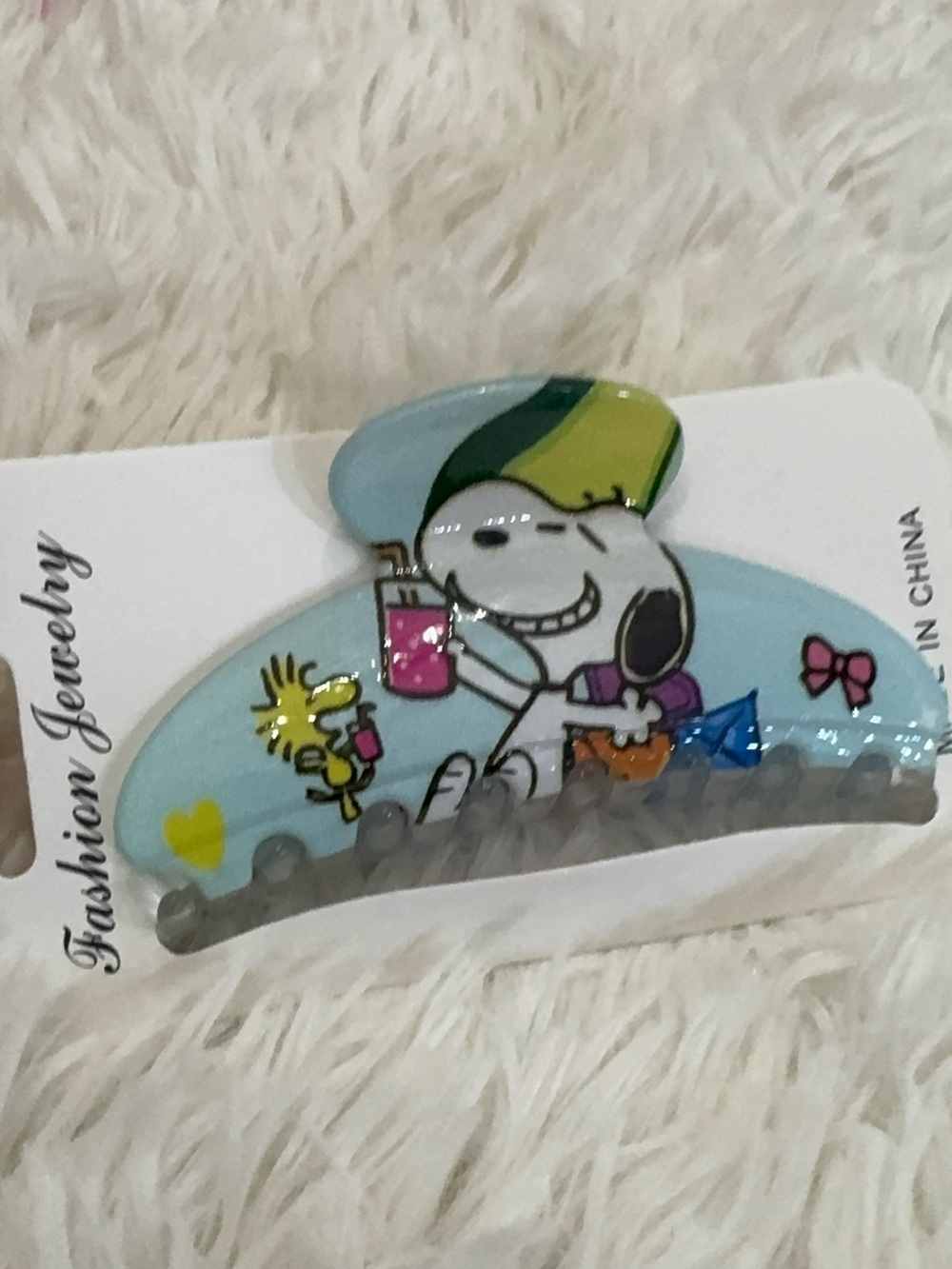 Snoopy & Woodstock Light Blue Hair Claw clip